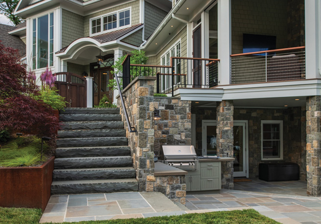 Stone Veneer Fireplace in a designer living space