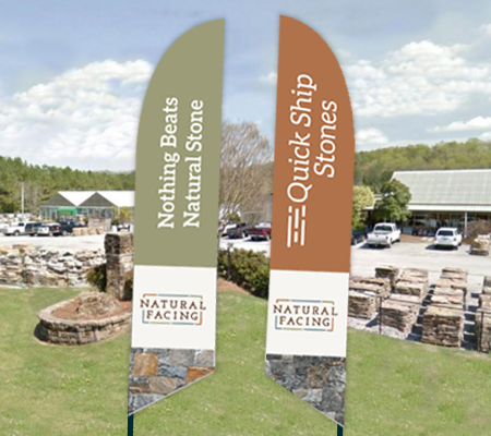 Natural Facing Feather Flags, Feather Flags Promoting Natural Facing Real Stone Veneer