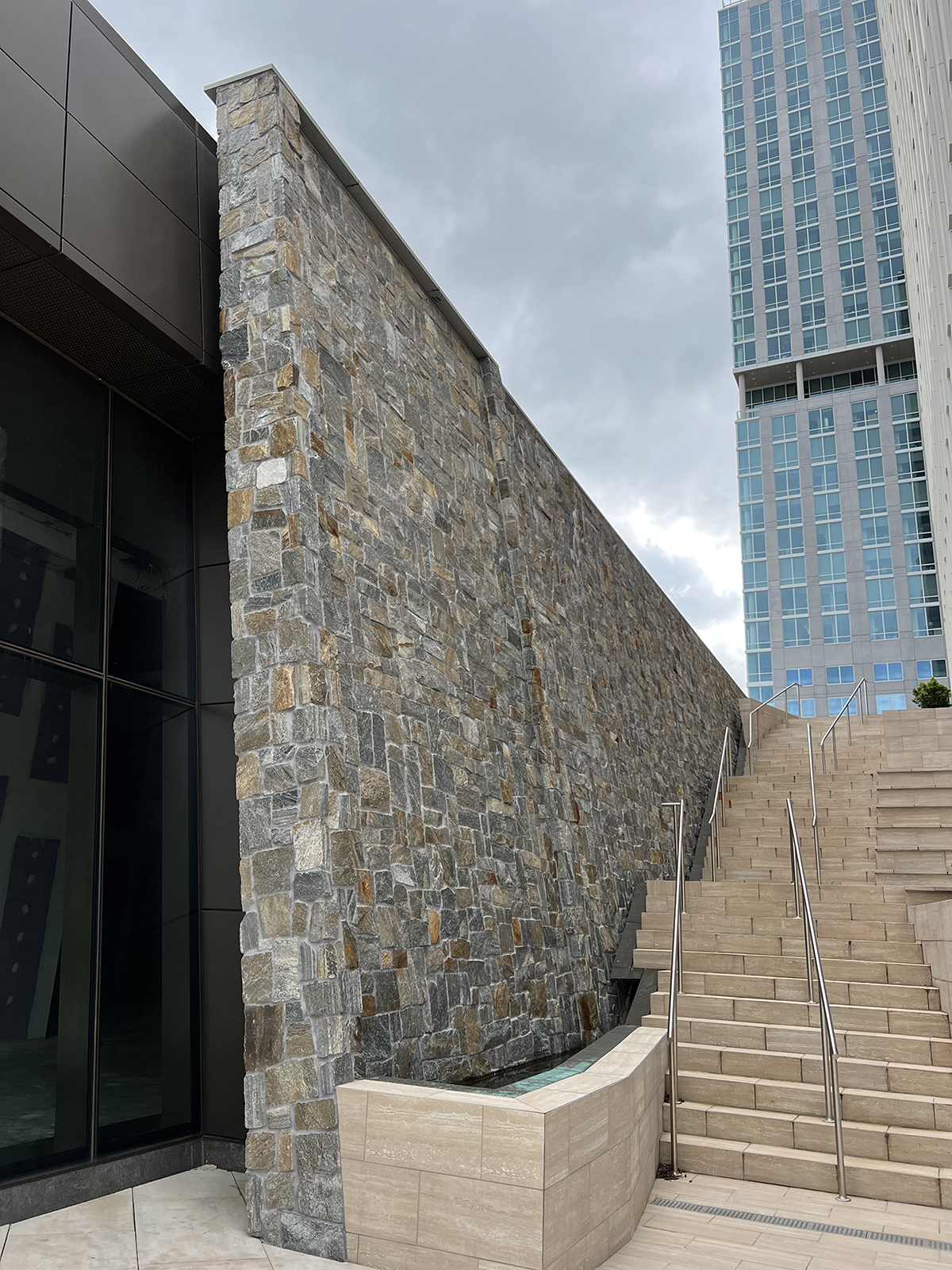 Real stone veneer feature wall at commercial property