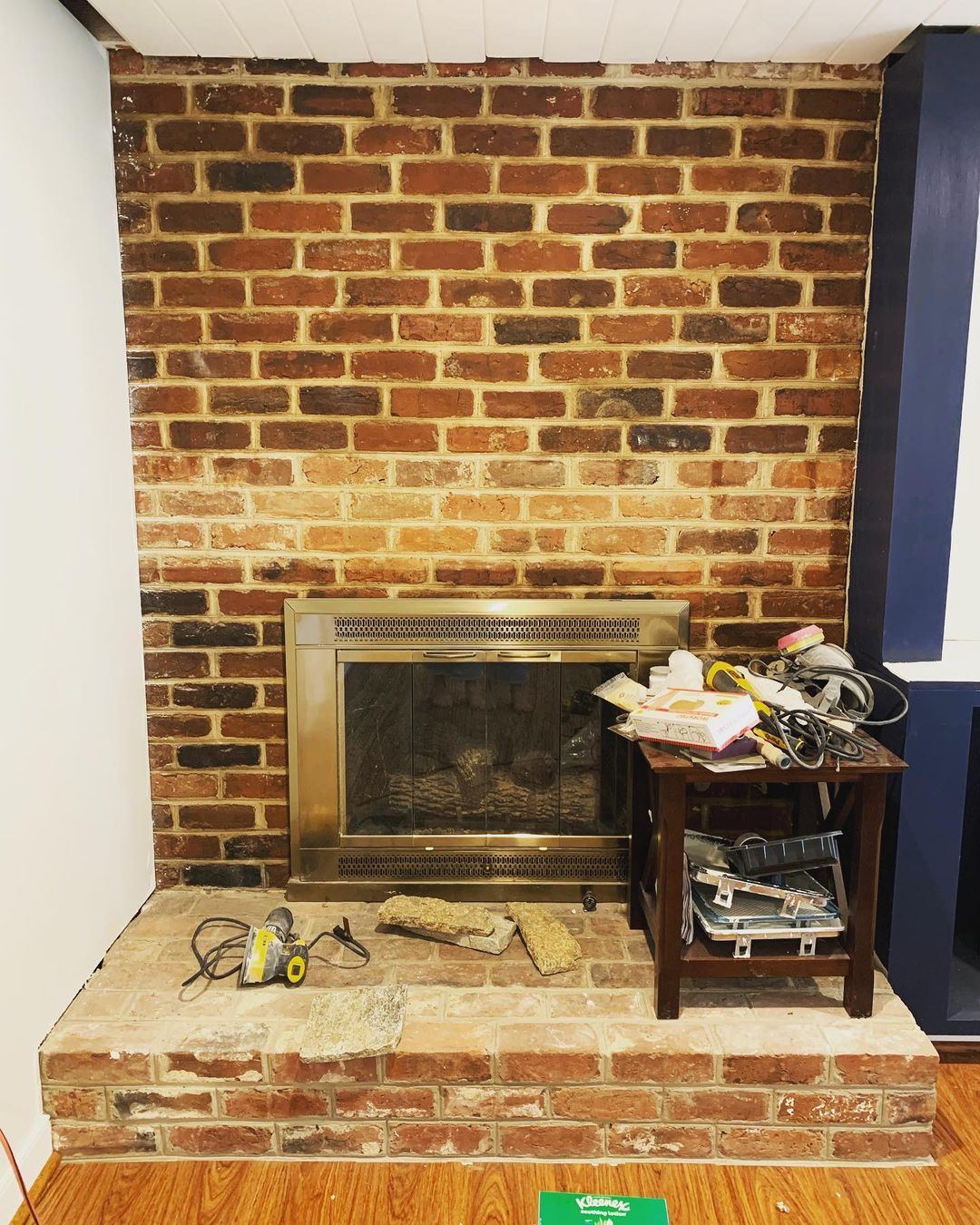 Brick Fireplace before remodel