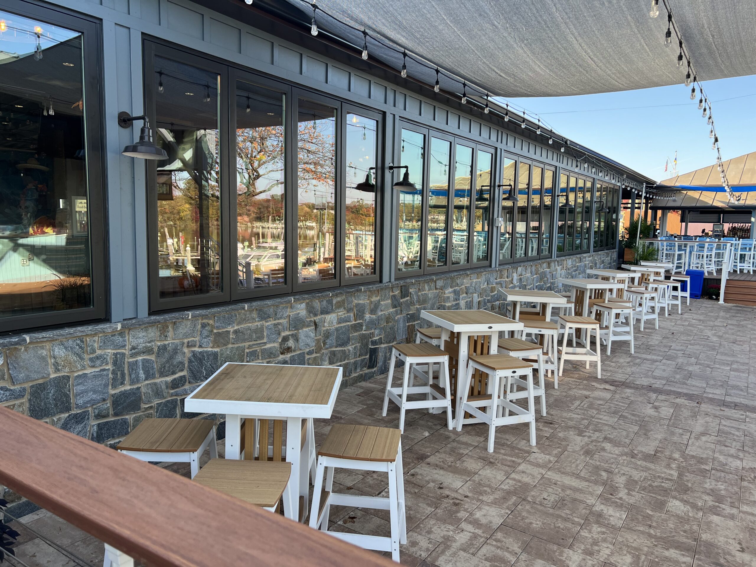 Natural Stone Veneer installed on a waterfront restaurant
